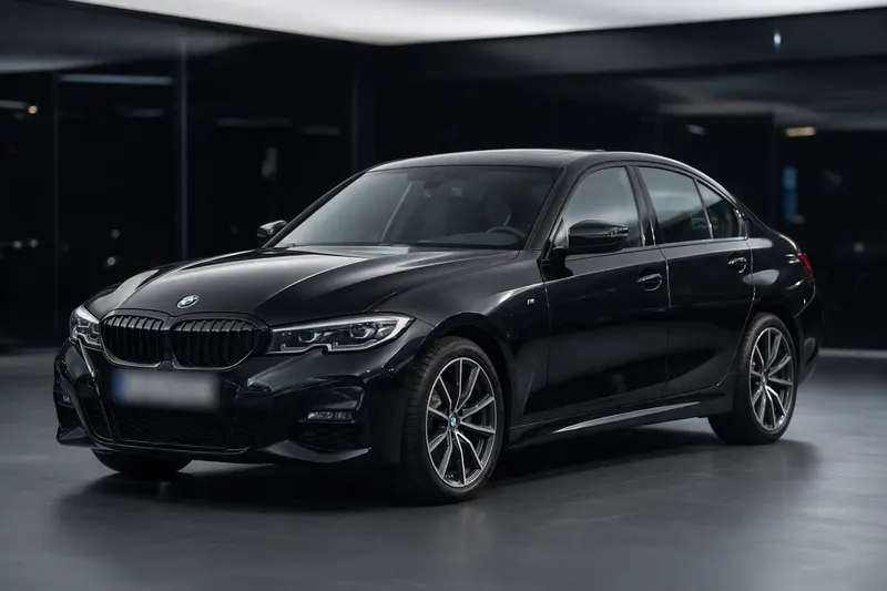 Photo 1: Black BMW 3 Series M Sport saloon in the showroom