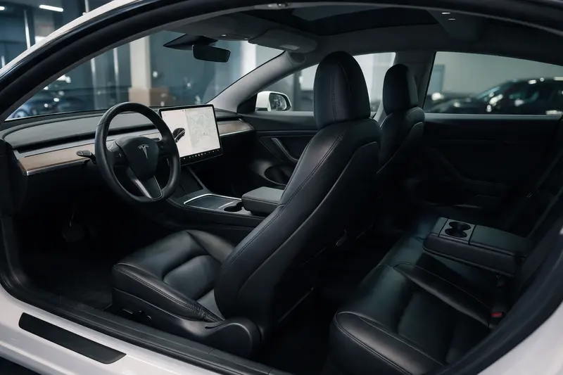 Photo 4: Dashboard and central touchscreen of the Tesla Model 3